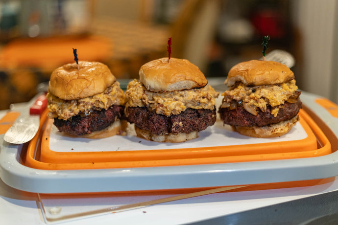 Crack Burgers on the MiniMax Big Green Egg